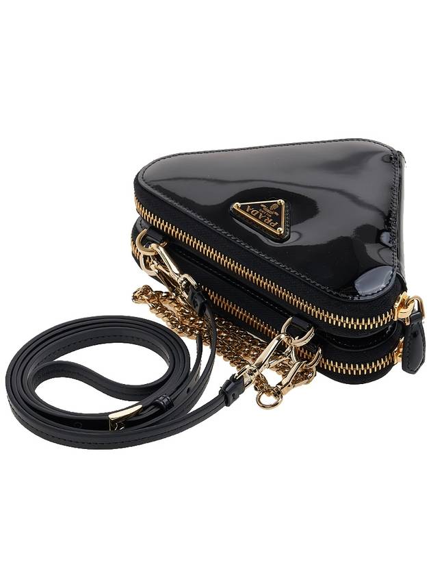 Triangular Patent Leather Mini Pouch Bag Black - PRADA - BALAAN 5