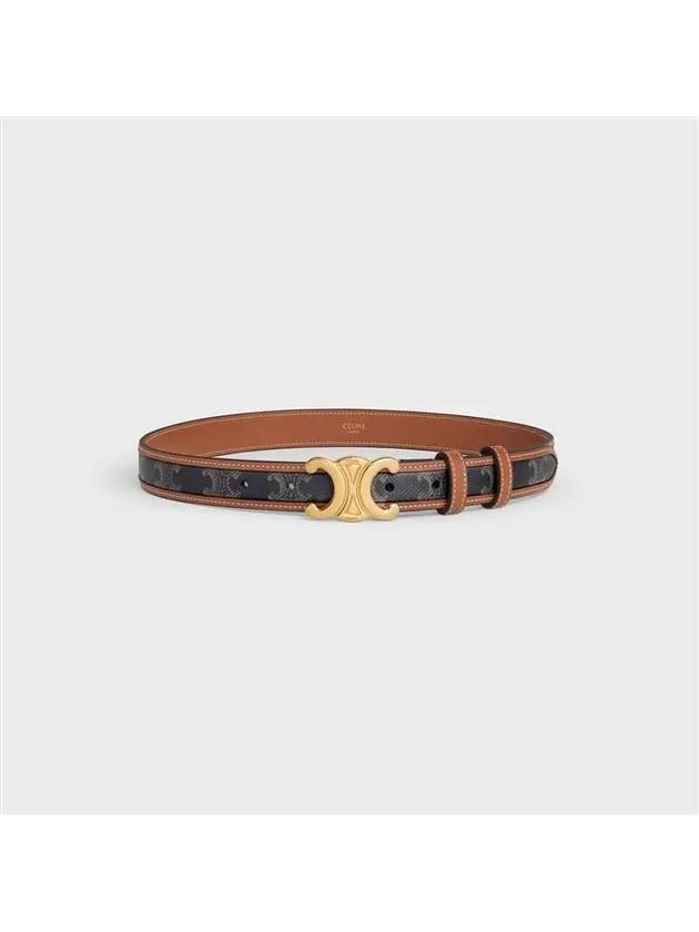 Women's Medium Triomphe Canvas Calfskin Belt Brown - CELINE - BALAAN 4