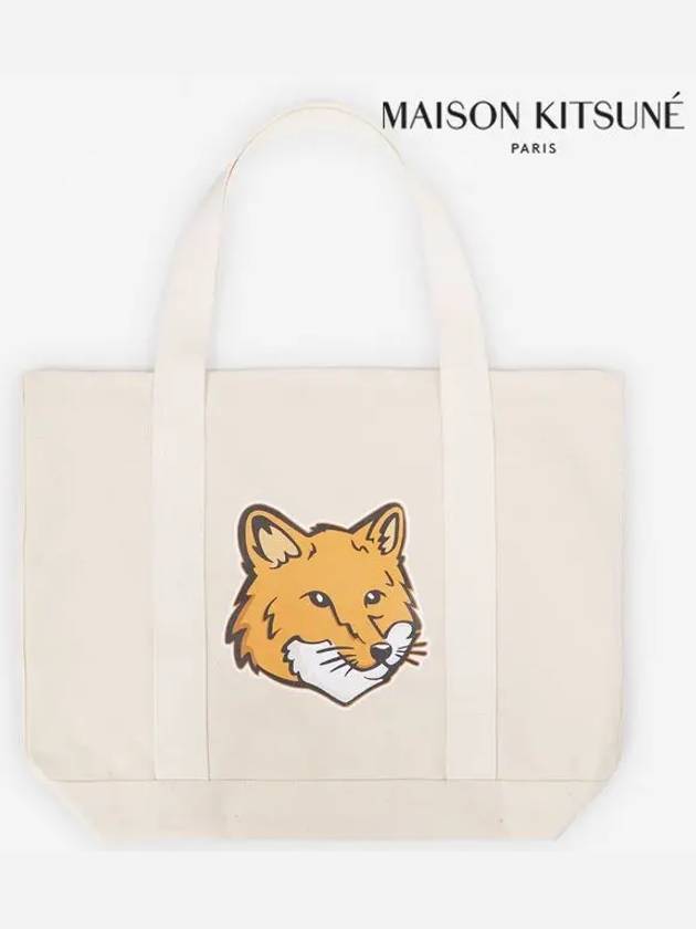 Fox Head Print Tote Bag Ecru - MAISON KITSUNE - BALAAN 3