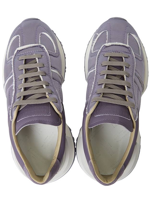 Men's 50 50 Lace-up Nylon Leather Low Top Sneakers Purple - MAISON MARGIELA - BALAAN 3