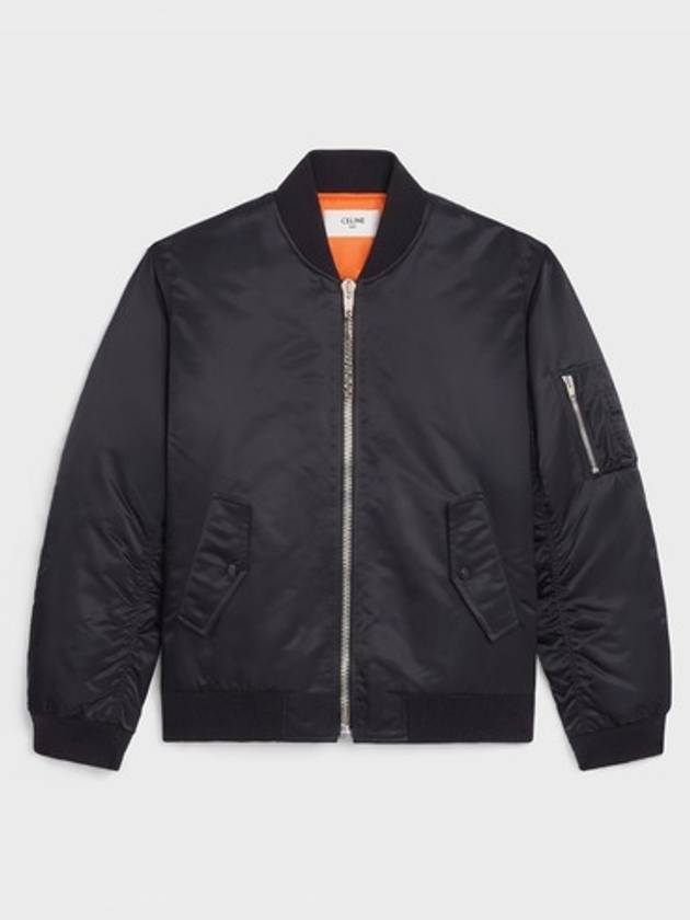 Nylon Twill Logo Bomber Jacket Black - CELINE - BALAAN 3