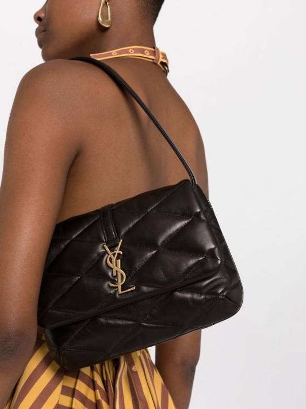 LE 57 Quilted Lambskin Hobo Shoulder Bag Black - SAINT LAURENT - BALAAN 4