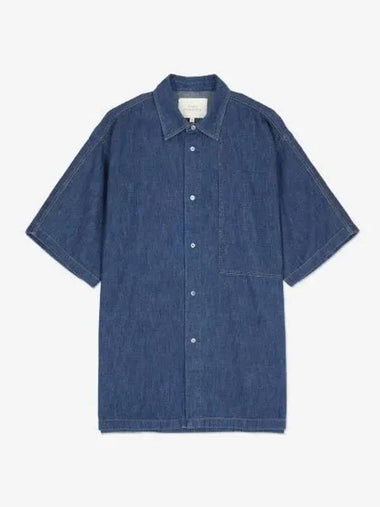 Soft Wash Denim Short Sleeve Shirt Indigo PAVOSNM986INDIGOWASH - STUDIO NICHOLSON - BALAAN 1