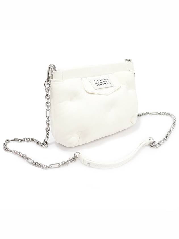 S56WF0161 White Grain Nappa Leather Glam Slam Red Carpet Silver Chain Mini Pouch Cross Bag - MAISON MARGIELA - BALAAN 3