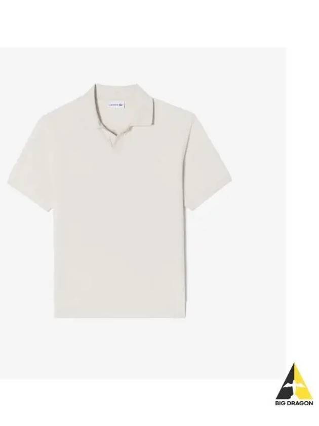 Men s open collar texture polo cream - LACOSTE - BALAAN 1