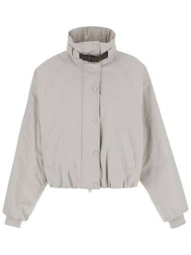 Grey Padded Jacket With Belt In Tech Fabric Woman - BRUNELLO CUCINELLI - BALAAN 1