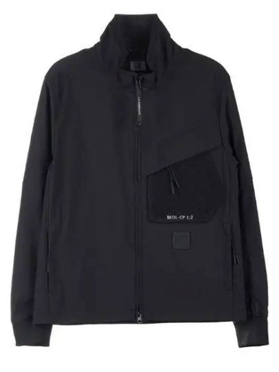 Logo Patch Shell-R Stand Collar Zip Up Jacket Black - CP COMPANY - BALAAN 2