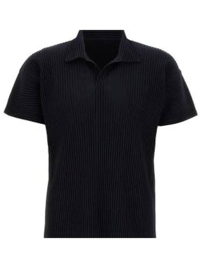 Pleated Polo Shirt Navy - ISSEY MIYAKE - BALAAN 2