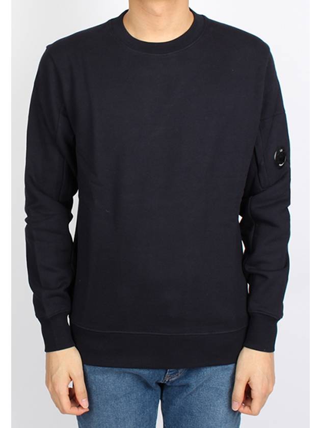 Diagonal Raised Fleece Lens Crew Cotton Sweatshirt Navy - CP COMPANY - BALAAN 1