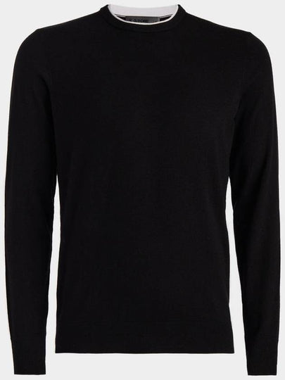 Merino Wool Blend Crew Neck Knit Top Black - G/FORE - BALAAN 2