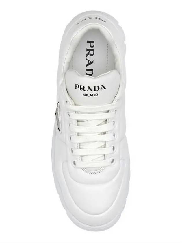 Triangle Logo Quilted Leather Low-Top Sneakers White - PRADA - BALAAN 4