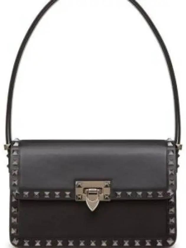 Rockstud Leather Shoulder Bag Black - VALENTINO - BALAAN 2