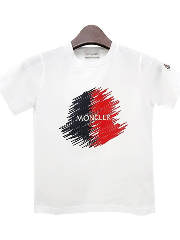 Kids Logo Motif Print Short Sleeve T Shirt 8Y 10Y Optical White 8C00022 89AFV 002 - MONCLER - BALAAN 2