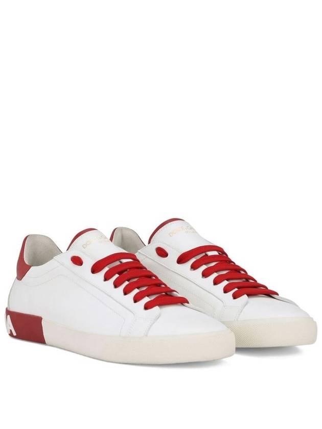 Calfskin Portofino Vintage Sneakers White Red - DOLCE&GABBANA - BALAAN 3