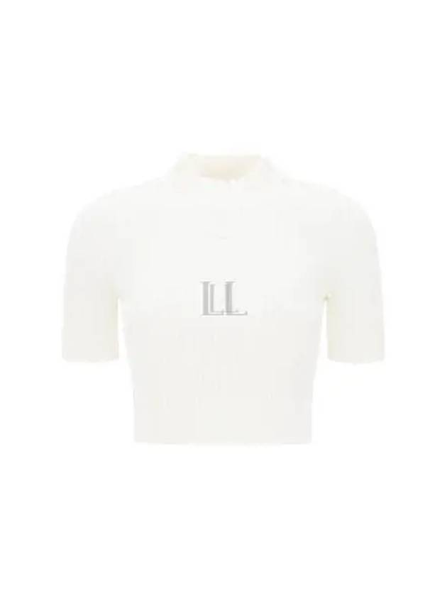 Logo Patch Short Sleeve Knit Top White - COURREGES - BALAAN 2