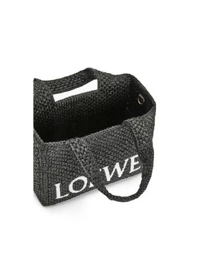 Women's Font Small Raffia Tote Bag Black - LOEWE - BALAAN 6