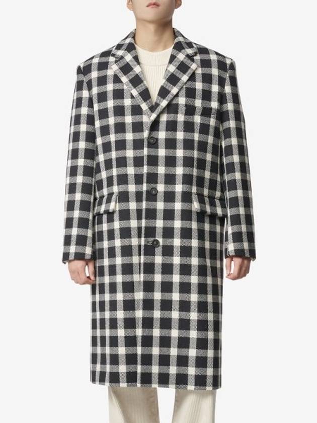 Check Pattern Tailored Wool Single Coat Black - MARNI - BALAAN 2