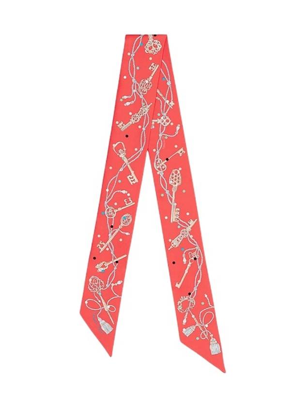 Les Cles A Pois Twilly Scarf Grenadine Beige - HERMES - BALAAN.