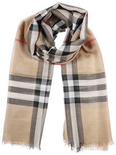 Check Light Wool Silk Muffler Archive Beige - BURBERRY - BALAAN 1