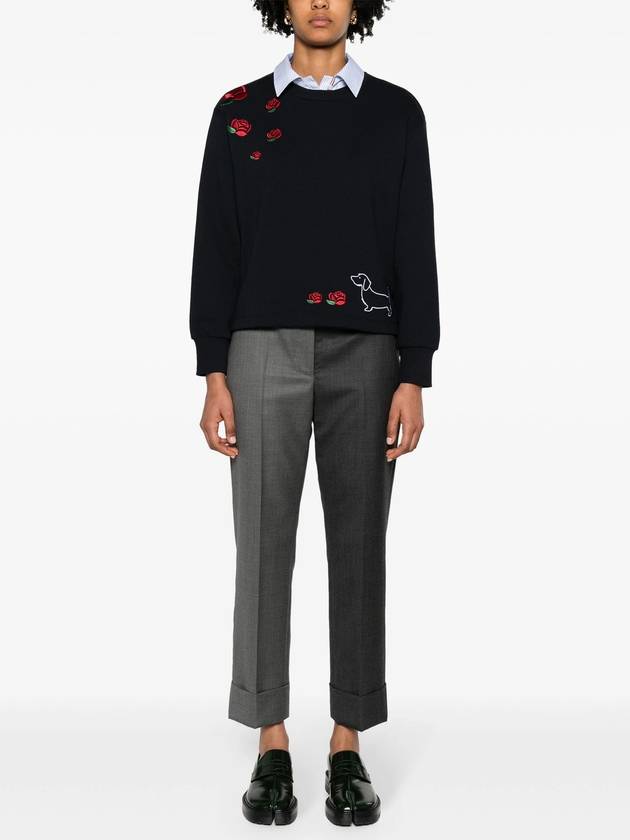 Loopback Hector Rose Oversized Crew Neck Cotton Sweatshirt Navy - THOM BROWNE - BALAAN 3