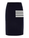 Women's Fine Merino Wool 4 Bar Stitch Pencil Skirt Navy - THOM BROWNE - BALAAN 2