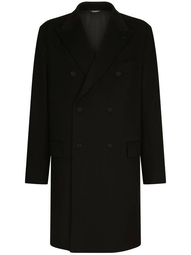 Men's Deconstructed Wool Double Coat Black - DOLCE&GABBANA - BALAAN 1