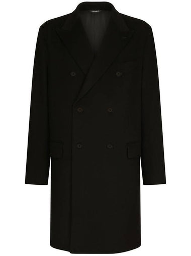 Men's Deconstructed Wool Double Coat Black - DOLCE&GABBANA - BALAAN 1