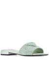 Logo Rhinestone Slippers Pastel Green - PRADA - BALAAN 3