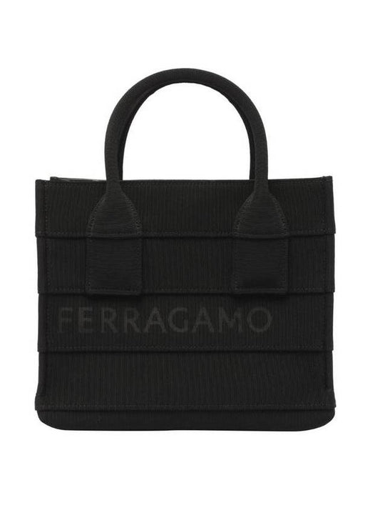 Logo Signature Tote Beach Bag Black - SALVATORE FERRAGAMO - BALAAN 1