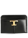 Logo Decorated Leather Card Wallet Black - TOD'S - BALAAN 2