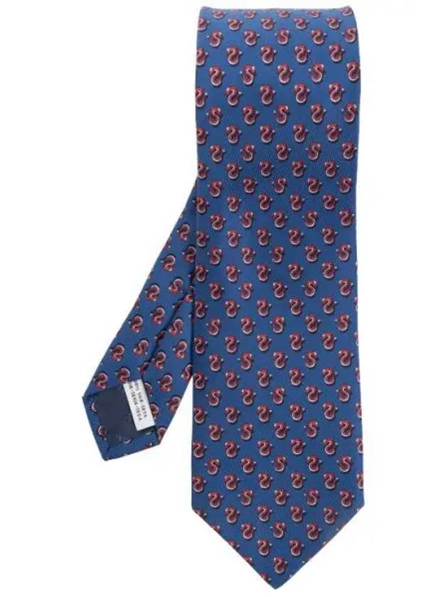 Dragon Print Silk Tie Blue - SALVATORE FERRAGAMO - BALAAN 2