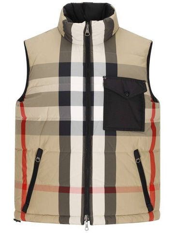 Check Reversible Padded Vest Beige - BURBERRY - BALAAN 1