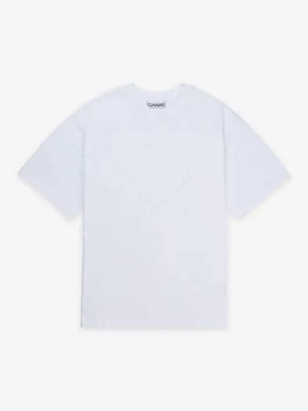 Heavy Cotton Drop Shoulder Heart Short Sleeve T-Shirt White - GANNI - BALAAN 2