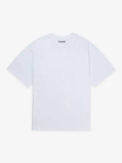 Heavy Cotton Drop Shoulder Heart Short Sleeve T-Shirt White - GANNI - BALAAN 2