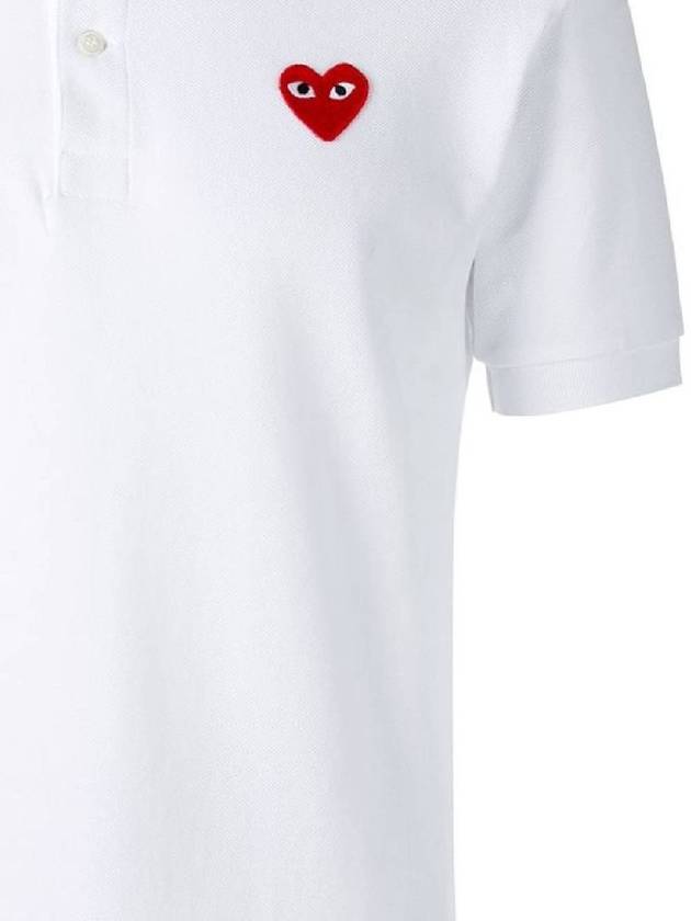 Heart Wappen Short Sleeve Polo Shirt White - COMME DES GARCONS PLAY - BALAAN 3