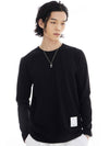 Unisex Basic Patch Long Sleeve T-Shirt Black - LMN3011 - BALAAN 2