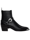 Harness Metal Toe Tejus Stamped Calfskin Western Chelsea Boots Black - CELINE - BALAAN 2