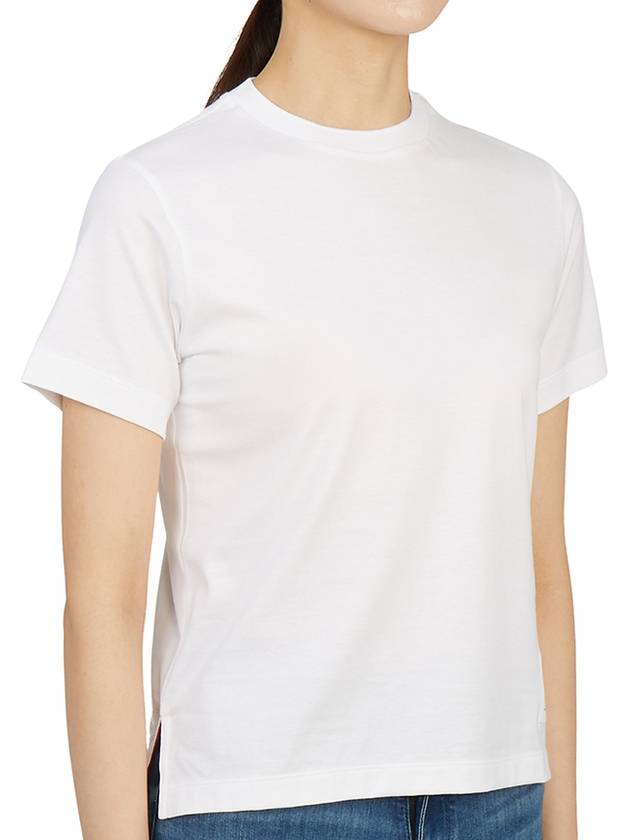 Logo Patch Lightweight Jersey Relaxed Fit Short Sleeve T-Shirt White - THOM BROWNE - BALAAN 4