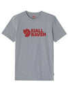87310 051 Logo Gray Melange Men's Short Sleeve T-Shirt - FJALL RAVEN - BALAAN 1