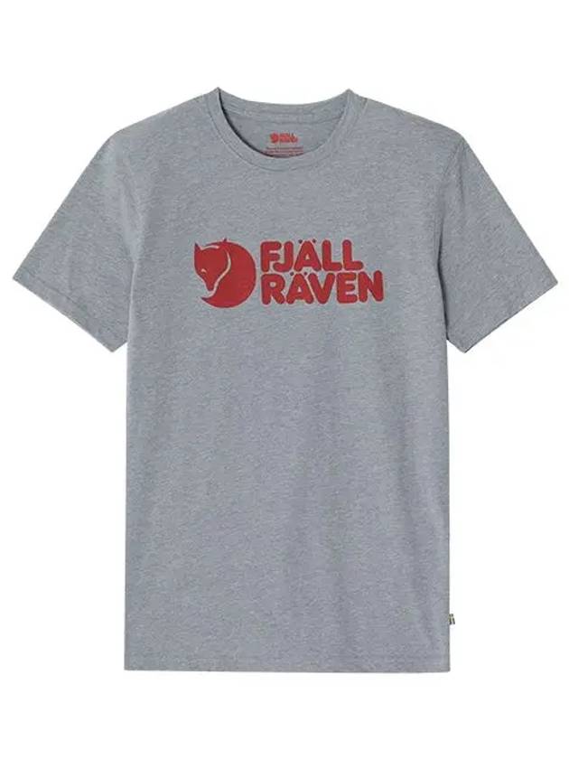 87310 051 Logo Gray Melange Men's Short Sleeve T-Shirt - FJALL RAVEN - BALAAN 1