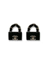 Metal Resin Quilted Turnlock Chain Bag Earrings Gold Black - CHANEL - BALAAN 2