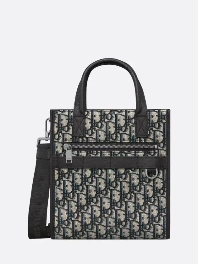 Safari North South Oblique Jacquard Tote Bag Black Beige - DIOR - BALAAN 2