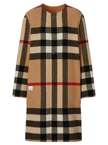 Check Reversible Single Coat Brown - BURBERRY - BALAAN 1