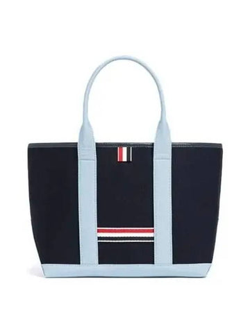 Tote Bag Women s Three Stripes Tab Canvas Small Navy - THOM BROWNE - BALAAN 1