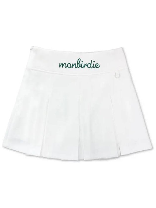 SOFT TOUCH WARM PLEATS Soft brushed embroidery pleated skirtWHITE - MONBIRDIE GOLF - BALAAN 2