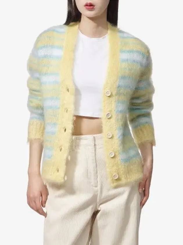 Stripe Brush Mohair Cardigan Yellow - MARNI - BALAAN 2