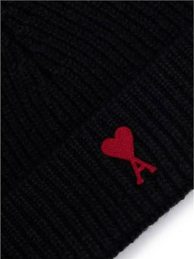 Heart Logo Wool Beanie Black - AMI - BALAAN 4