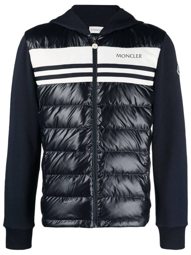 Logo Cotton Zip Up Hoodie Navy - MONCLER - BALAAN 2