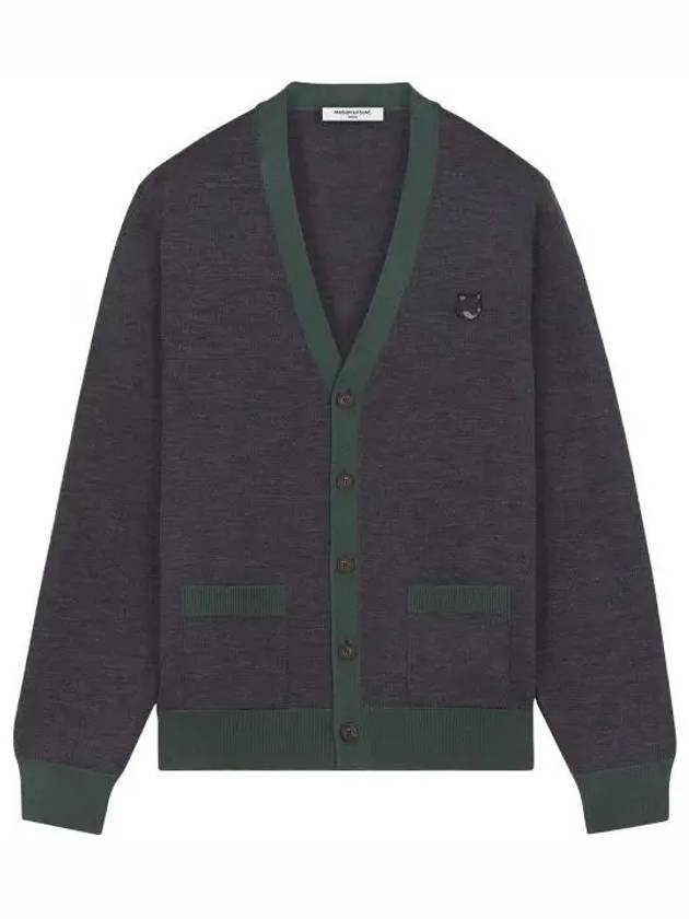 Bold Fox Head Patch Two-Tone Cardigan Grey - MAISON KITSUNE - BALAAN 2