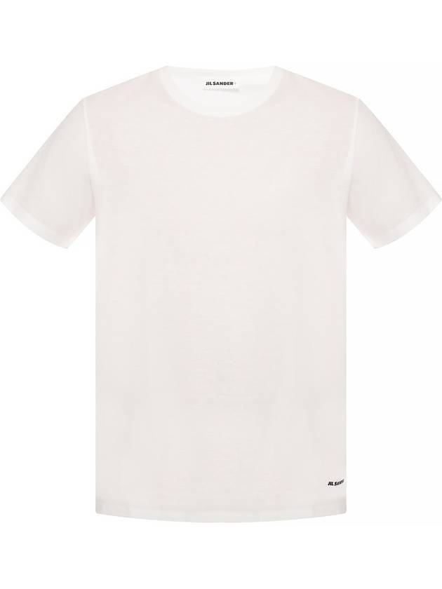 Logo Hem Cotton Short Sleeve T-Shirt White - JIL SANDER - BALAAN.